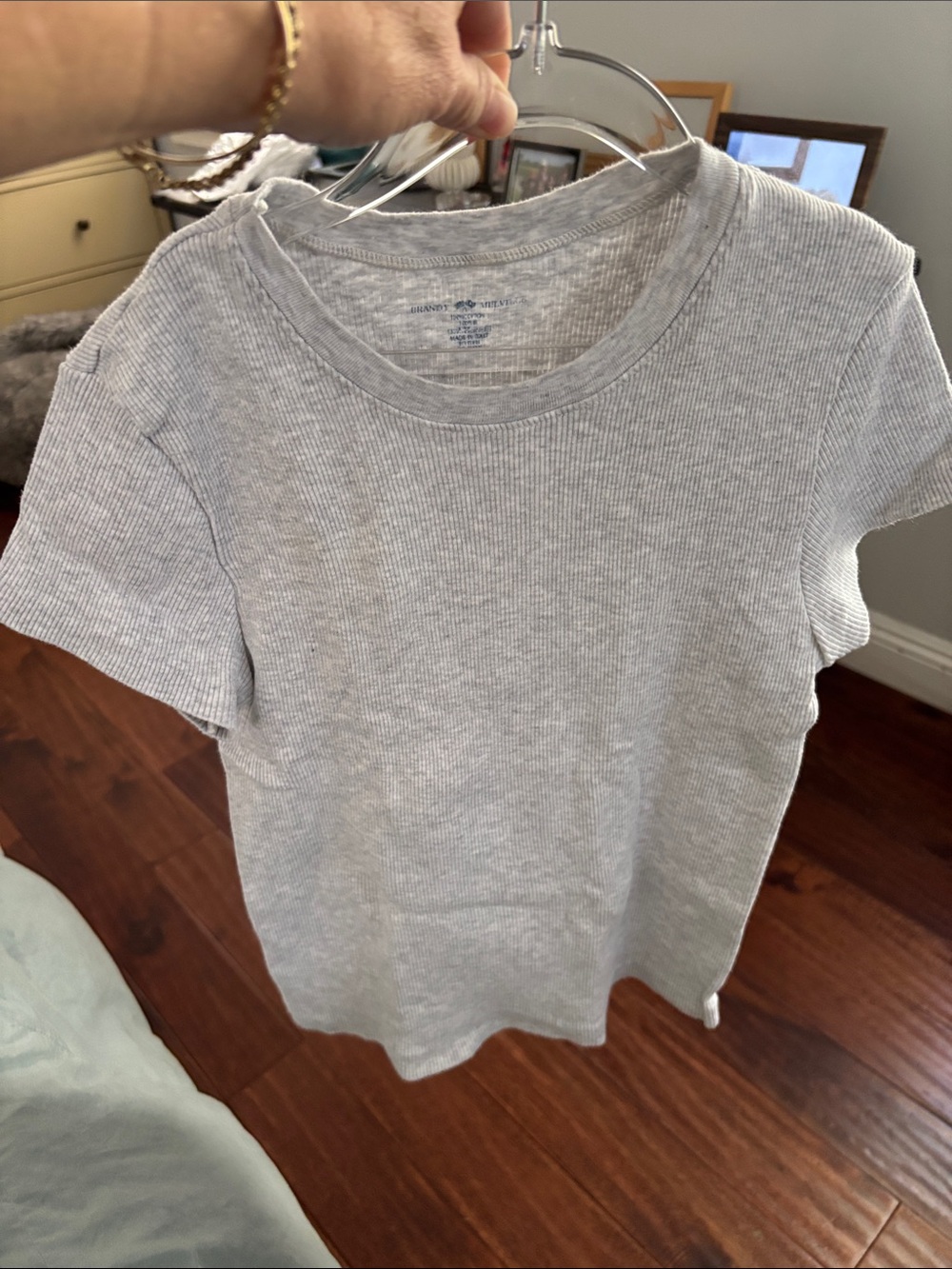 Brandy Melville Light Heather Gray Ribbed Tee